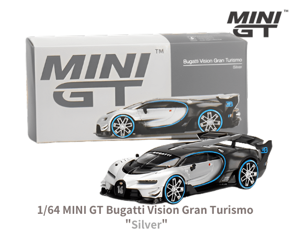 1/64スケール MINI GT「ブガッティ・ビジョン・グランツーリスモ」(シルバー)ミニカー