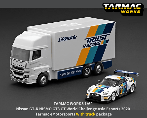 ▲新品■ Tarmac 1/64 日産 GT-R ニスモ GT3 GT GReddy 2020 EスポーツGTワールドチャレンジ アジア #21 L.Moreno トラック型パッケージ