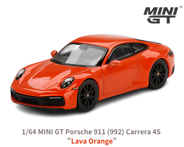 トゥルースケールミニチュアス 1/64 MINI-GT Porsche ポルシェ 911(992) カレラ 4S ラヴァオレンジ (左ハンドル)【371】