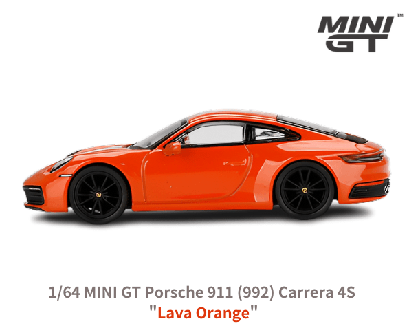 MINI-GT 1/64 ポルシェ 911(992) カレラ 4S ラヴァオレンジ(左ハンドル)【MGT00371-L】 ミニカー