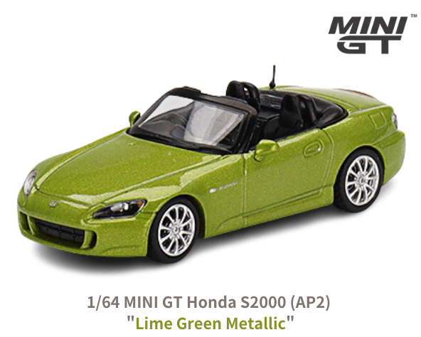 1/64スケール MINI GT「ホンダS2000  AP2」(ライムグリーンメタリック)ミニカー｜【スターホビーミニカーストア】ミニカーと自動車の雑貨・グッズの総合通販サイト