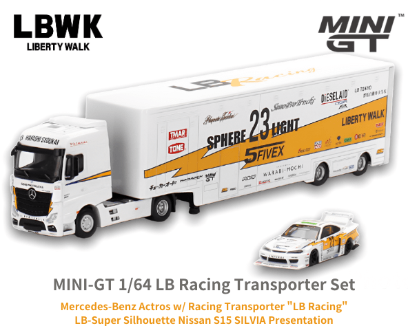 1/64スケール MINI GT「LB Racing レーシングトランスポーターセット 