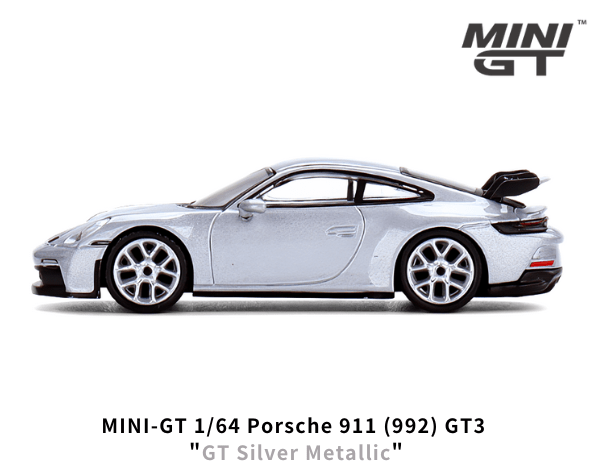 1/64スケール MINI GT「ポルシェ911 (992) GT3」(GTシルバーメタリック)ミニカー