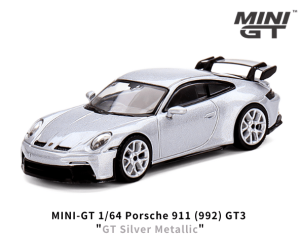 1/64スケール MINI GT「ポルシェ911 (992) GT3」(GTシルバーメタリック)ミニカー