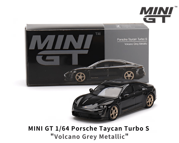 1/64スケール MINI GT「ポルシェ・タイカンターボS」(バルカノグレーメタリック)ミニカー