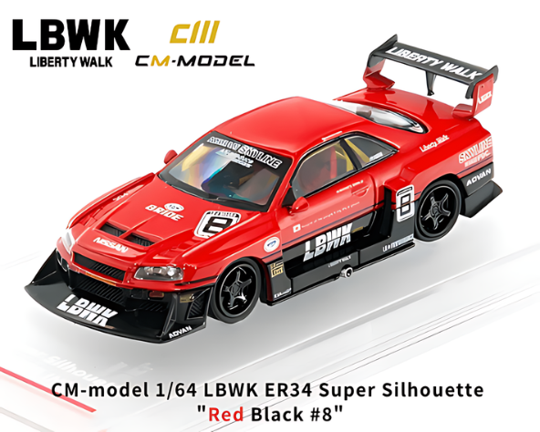 1/64スケール CM MODEL「LB-ER34 Super Silhouette NISSAN SKYLINE #8 