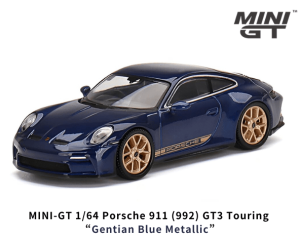 1/64スケール MINI GT「ポルシェ911(992) GT3ツーリング」(ゲンチアンブルーメタリック)ミニカー