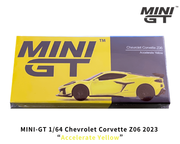 1/64スケール MINI GT「シボレー・コルベットZ06 2023」(アクセレレートイエロー)ミニカー