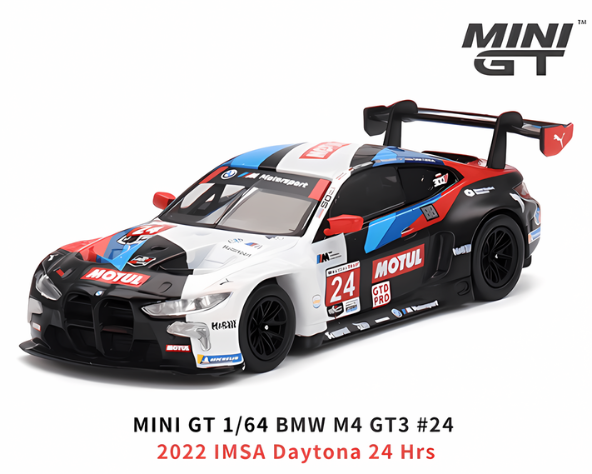1/64スケール MINI GT「BMW M4 GT3 IMSA デイトナ24時間 2022 #24 BMW Team RLL」ミニカー