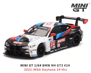 <img class='new_mark_img1' src='https://img.shop-pro.jp/img/new/icons5.gif' style='border:none;display:inline;margin:0px;padding:0px;width:auto;' />1/64スケール MINI GT「BMW M4 GT3 IMSA デイトナ24時間 2022 #24 BMW Team RLL」ミニカー
