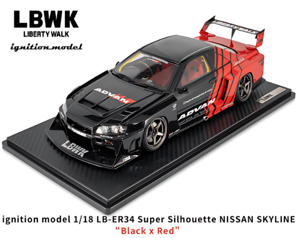 1/18スケール ignition model「LB-ER34 Super Silhouette SKYLINE」ブラックu0026レッド  レジン製ミニカー｜Liberty Walkリバティーウォーク｜【スターホビーミニカーストア】ミニカーと自動車の雑貨・グッズの総合通販サイト