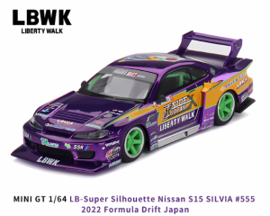 1/64 MINI GTLB-Super Silhouette Nissan S15 SILVIA #555 2022 Formula Drift Japanץߥ˥