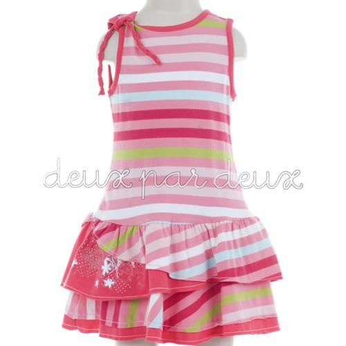 残り一点 3tのみ Deux Par Deux ピンク系ボーダーワンピース 輸入子供服 ドレス ワンピースのお店 Coppa