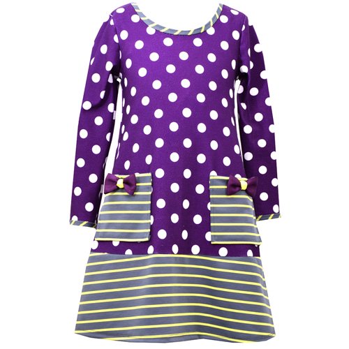 Bonnie Jean　紫の水玉長袖ワンピース（トドラーサイズ） - 輸入子供服・ドレス・ワンピースのお店 coppa