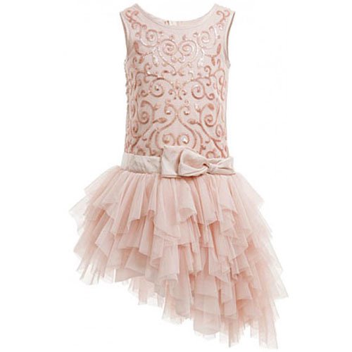 【残り一点！サイズ8のみ】Biscotti ピンクベージュのアシンメトリードレス（ジュニアサイズ） - 輸入子供服・ドレス・ワンピースのお店 coppa