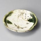 織部70皿 約21cm 和食器 丸皿 中皿 グリーン系 業務用 ［陶雅］ 19-22408-519