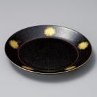 黒御影金彩花火7寸皿 約21.6cm 和食器 丸皿 中皿 ブラック系 業務用 ［陶雅］ 19-22427-459