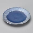 青釉青金銀彩6.5皿 約22cm 和食器 丸皿 中皿 ブルー系 業務用 ［陶雅］ 19-22506-459