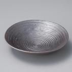 焼しめ19深皿 約19cm 和食器 丸皿 中皿 ブラック系 業務用 ［陶雅］ 19-22508-109