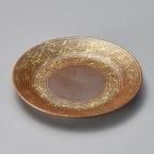 備前朱金彩7寸皿 約21.7cm 和食器 丸皿 中皿 ブラウン系 業務用 ［陶雅］ 19-22509-459