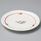 古赤絵粉引21cm皿 約21.3cm 和食器 丸皿 中皿 レッド系 業務用 ［陶雅］ 19-22513-299