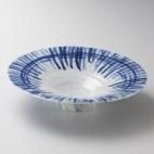 ゴス荒刷目花型26cm平鉢 約22.5cm 和食器 丸皿 中皿 ブルー系 業務用 ［陶雅］ 19-22605-039