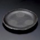 炭化土丸7.5皿 約22.7cm 和食器 丸皿 中皿 ブラック系 業務用 ［陶雅］ 19-22610-139