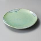 深海マット変型7.5寸皿 約22.5cm 和食器 丸皿 中皿 グリーン系 業務用 ［陶雅］ 19-22616-269
