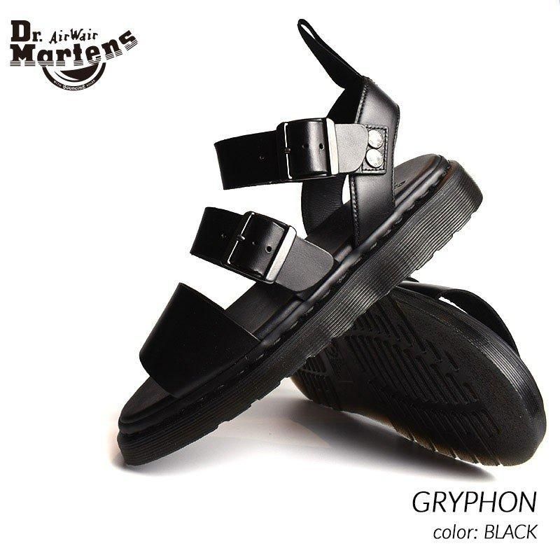 Dr.Martens◇サンダル UK8 BLK レザー AW006 GRYPHON 左足内側履きジワ