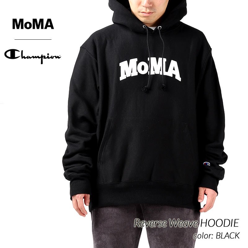 MoMA x Champion Reverse Weave HOODIE BLACK モーマ チャンピオン リバースウィーブ フーディ パーカー (  黒 ブラック CS3051-999 ) - PRECIOUS PLACE ONLINE  STORE【海外限定、日本未発売FOOTWEAR／インポートファッション】