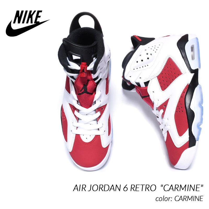 Nike Air Jordan 6 Retro Carmine ナイキ エア ジョーダン 6 レトロ スニーカー カーマイン 白 赤 ホワイト レッド メンズ Ct8529 106 海外限定 日本未発売 希少モデル スニーカー ショップ シューズ 大阪 北堀江 プレシャスプレイス Import