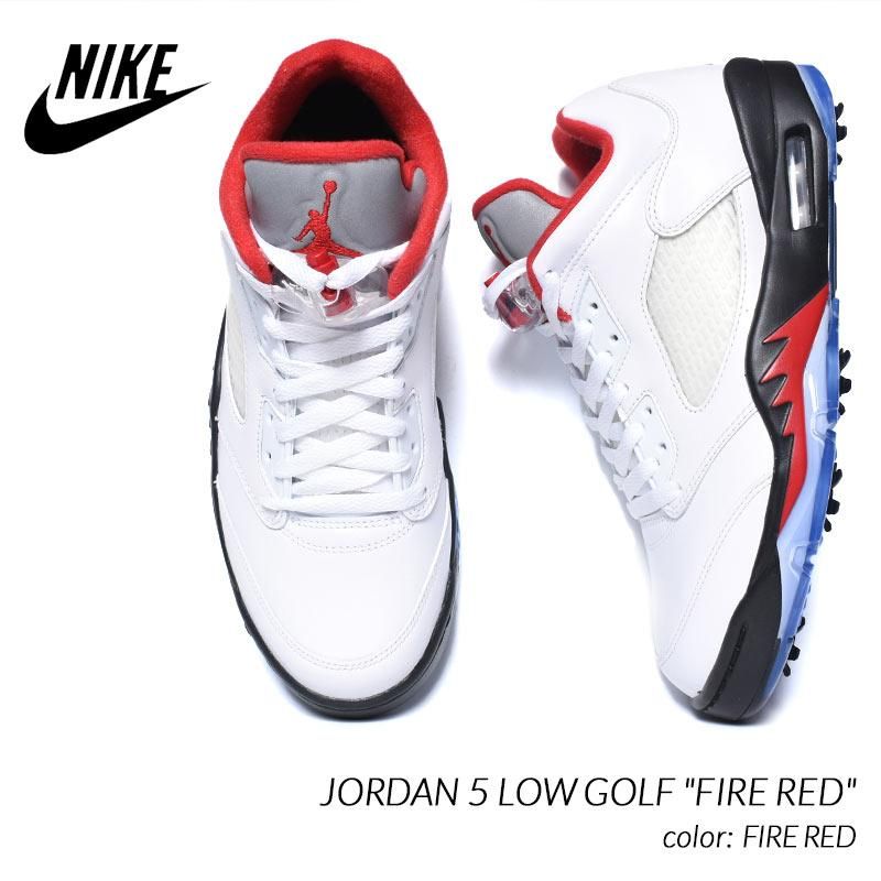 NIKE JORDAN 5 LOW GOLF FIRE RED ナイキ ジョーダン ロー ゴルフ スニーカー ( ファイヤレッド 白 赤 ゴルフシューズ  メンズ CU4523-100 ) - 海外限定 日本未発売 希少モデル スニーカー ショップ シューズ 大阪 北堀江 プレシャスプレイス【  IMPORT SHOES