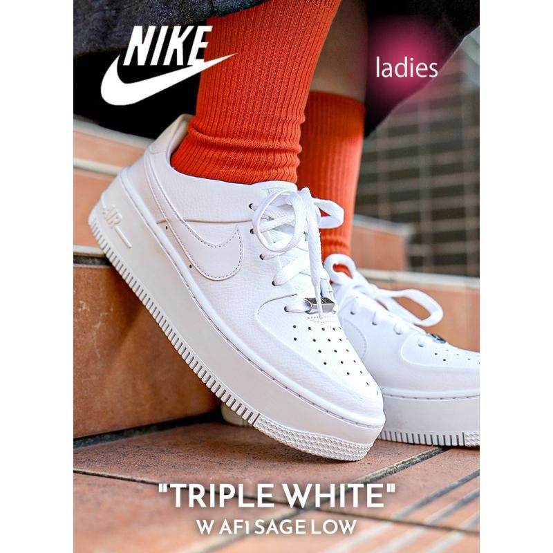 NIKE W AF1 SAGE LOW TRIPLE WHITE ナイキ ウィメンズ エアフォース セージ スニーカー ( AIR FORCE 白  レディース 厚底 AR5339-100 ) - 海外限定 日本未発売 希少モデル スニーカー ショップ シューズ 大阪 北堀江 プレシャスプレイス【  IMPORT SHOES