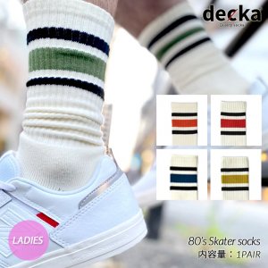 【レディース】decka -quality socks- 80’s Skater socks デカ クオリティー 80s スケーター ソックス ( ボーダー border スケート 靴下 )
