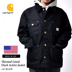 CARHARTT DUCK CHORE COAT BLANKET LINED BLACK カーハート ダック チョア コート ブランケット ラインド ジャケット (アウター 黒 103825 )