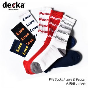 【メンズ】BRU NA BOINNE × decka -quality socks- Pile Socks / Love & Peace! デカ ブルーナボイン ソックス ( 靴下 )