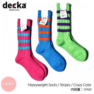 【レディース】decka -quality socks- Heavyweight Socks / Stripes / Crazy Color デカ クオリティー ストライプ クレイジー ソックス 靴下