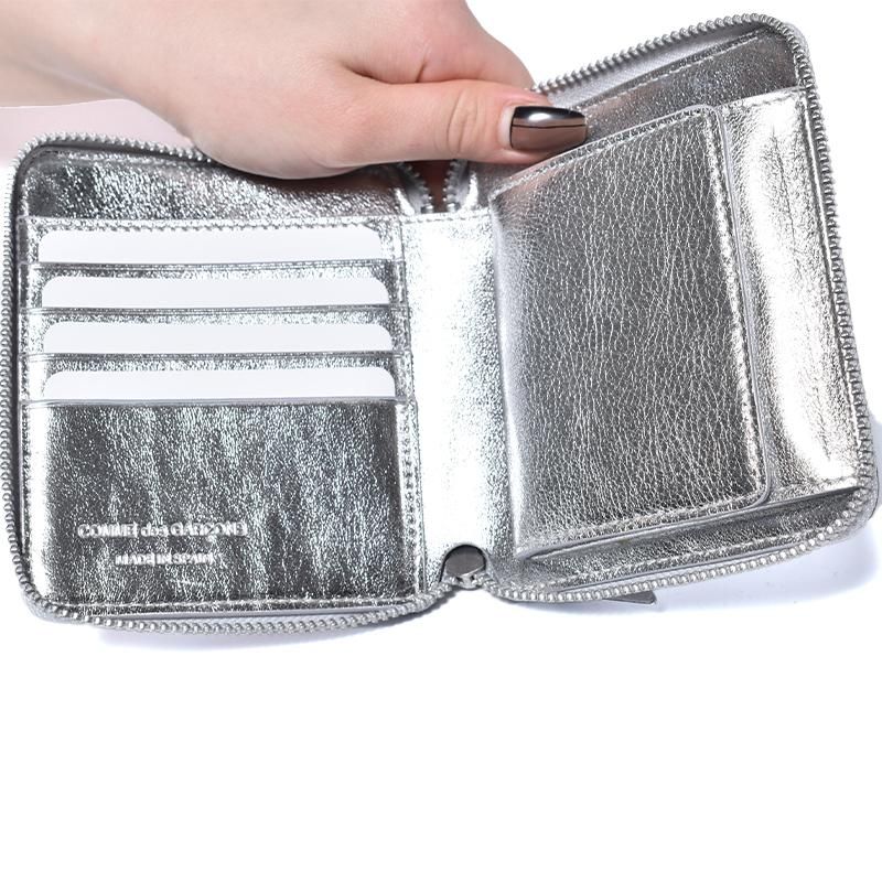 COMME des GARCONS ZIP WALLET SILVER LINE コムデギャルソン シルバー 