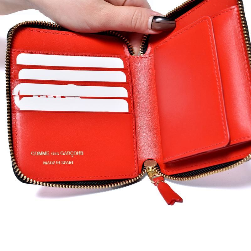 COMME des GARCONS HUGE LOGO ZIP WALLET BLACK RED コムデギャルソン