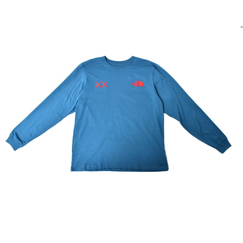 日本未発売 KAWS x The North Face LS TEE Mallard Blue ザ ノース