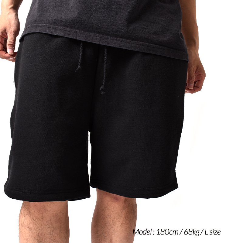 LOS ANGELES APPAREL 14oz Heavy Fleece Mid Short Pant BLACK