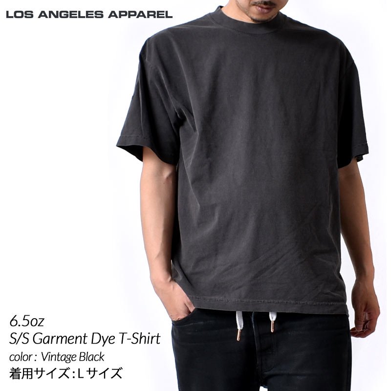 LOS ANGELES APPAREL 6.5oz S/S Garment Dye T-Shirt Vintage/Black