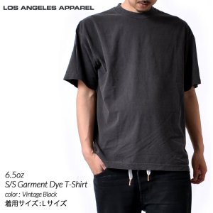 LOS ANGELES APPAREL 6.5oz S/S Garment Dye T-Shirt Vintage/Black ロサンゼルスアパレル Tシャツ 半袖 ( 黒 ブラック 1801GD )