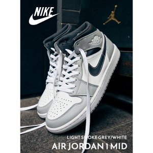 NIKE AIR JORDAN 1 MID LIGHT SMOKE GREY/WHITE ʥ  硼 1 ߥå ˡ (  ۥ磻 졼 554724-078 )