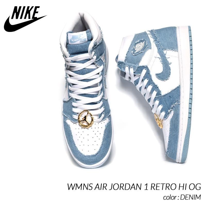 NIKE WMNS AIR JORDAN 1 RETRO HI OG DENIM ナイキ ウィメンズ エア ジョーダン 1 レトロ ハイ スニーカー  ( デニム 青 DM9036-104 ) - 海外限定 日本未発売 希少モデル スニーカー ショップ シューズ 大阪 北堀江 プレシャスプレイス【