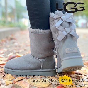 UGG WOMENS BAILEY BOW II GRAY アグ ムートンブーツ ベイリー ボウ 2 レディース ( グレー 灰色 ロング リボン BOOTS 1016225 )