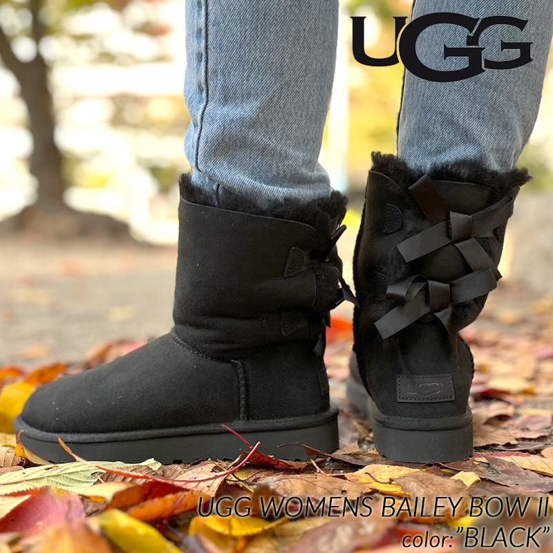 UGG WOMENS BAILEY BOW II BLACK  ࡼȥ֡ ٥꡼ ܥ 2 ǥ (  ֥å  ܥ BOOTS 1016225 )