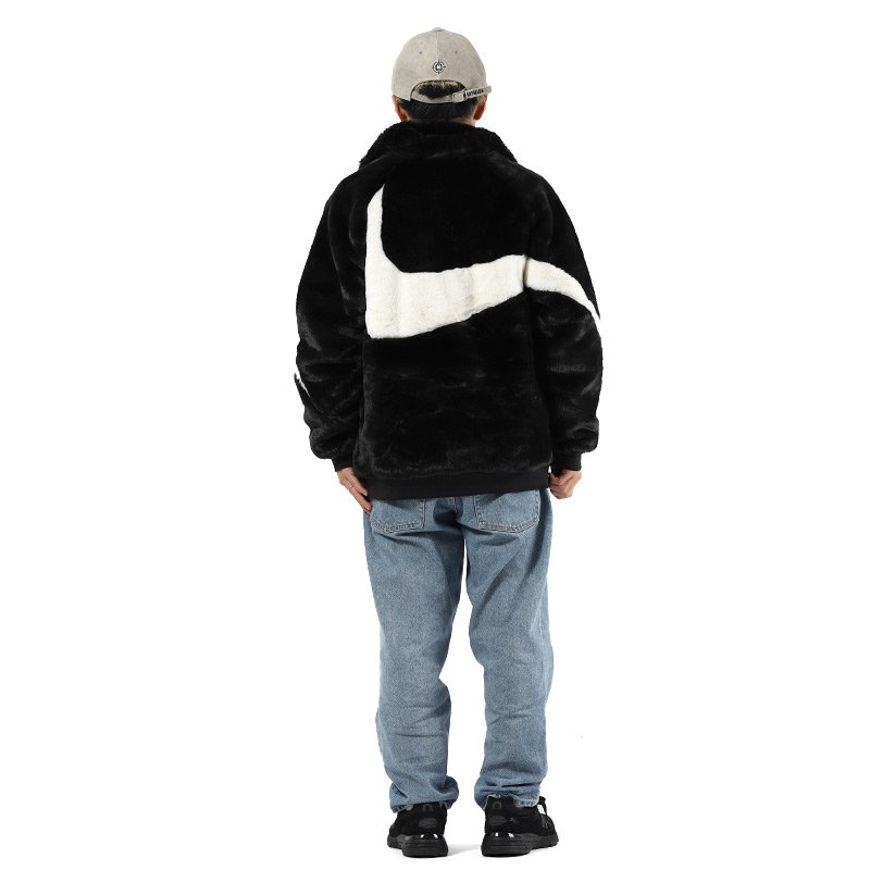 日本未発売 NIKE NSW BIG SWOOSH FUR JACKET BLACK ナイキ ビッグ ...