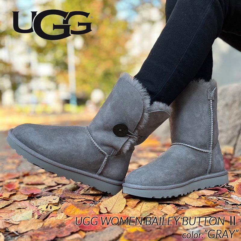 UGG アグ ムートンブーツ ベイリーボタン グレー靴/シューズ - ブーツ