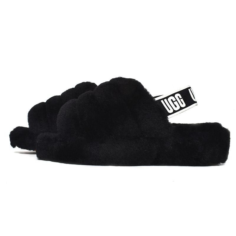 UGG W FLUFF YEAH SLIDE BLACK   եå 䡼 饤 ե  å ǥ (  ֥å 1095119 )